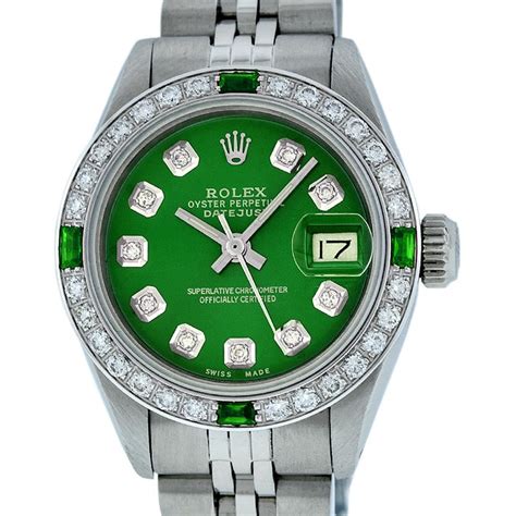 green rolex ladies|Rolex green face price.